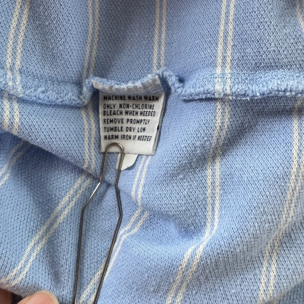 Polo Ralph Lauren Mens Large Blue White Striped Short Sleeve Pique Polo Shirt